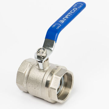 Picture of Ball Valve,Natco,B1101,standard bore,DN50mm,
screwed BSP female x female,PN16,brass chromeplated,
handlever operated