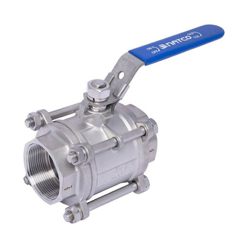 Picture of Ball Valve,Natco,EB-310E, 3piece,full bore,DN40mm, screwed BSP female x female,1000wog,316 stainless steel, handlever operated