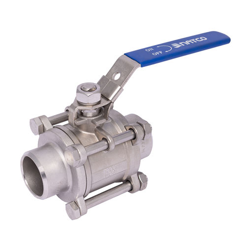 Picture of Ball Valve,Natco,3piece,full bore,DN40mm,
socket weld,1000wog,316 stainless steel,handlever operated