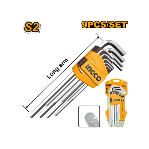 Picture of ALLEN KEY LONG CHROME VANADIUM 1.5-10MM Q:9 INGCO