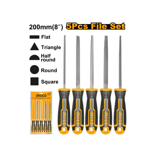 Picture of STEEL FILE SET ASSORTED 200MM Q:5 INGCO