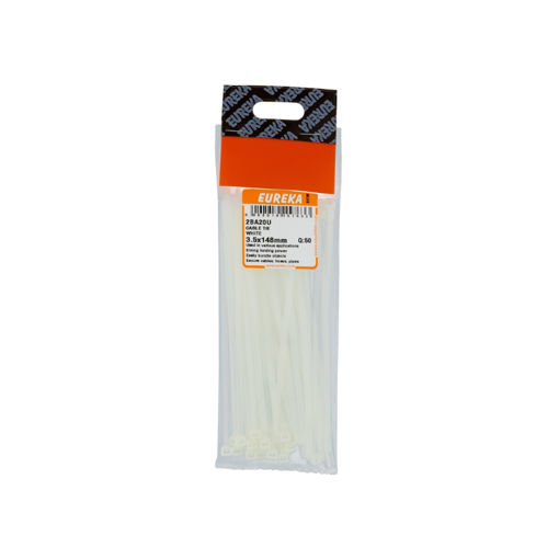 Picture of CABLE TIE WHITE 3.5X148MM Q:50 EUREKA