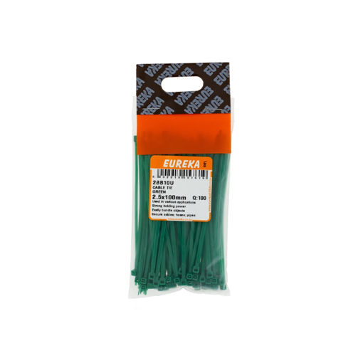 Picture of CABLE TIE GREEN 2.5X100MM Q:100 EUREKA