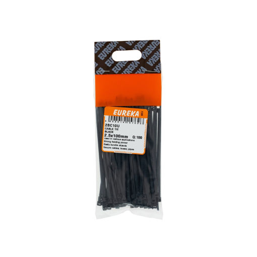 Picture of CABLE TIE BLACK 2.5X100MM Q:100 EUREKA