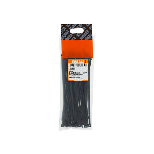 Picture of CABLE TIE BLACK 3.5X148MM Q:50 EUREKA