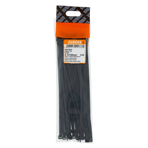 Picture of CABLE TIE BLACK 4.7X198MM Q:50 EUREKA