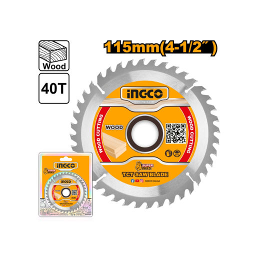 Picture of CUTTING BLADE TUNGSTEN CARBIDE TIPPED FOR WOOD CUTTING 115MMX40 TEETH INGCO