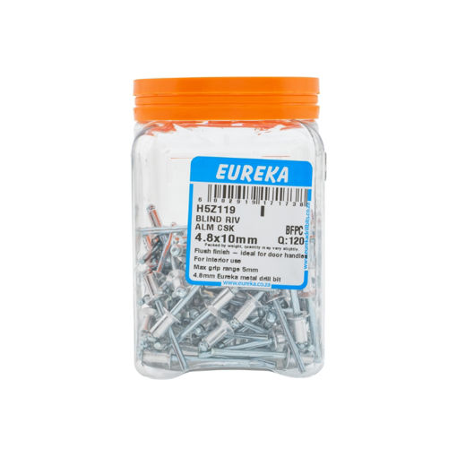 Picture of RIVET BLIND ALUMINIUM COUNTERSUNK 4.8X10MM Q:120 EUREKA