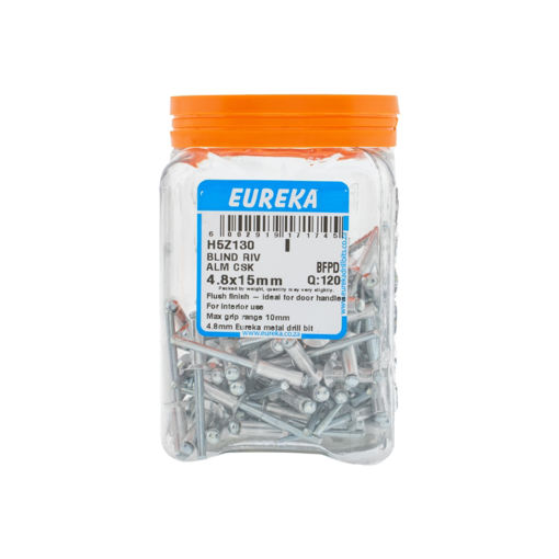 Picture of RIVET BLIND ALUMINIUM COUNTERSUNK 4.8X15MM Q:120 EUREKA