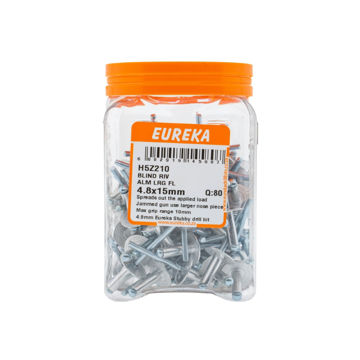 Picture of RIVET BLIND ALUMINIUM LARGE FLANGE 4.8X15MM Q:80 EUREKA
