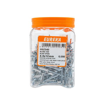 Picture of RIVET BLIND ALUMINIUM OPEN 4.0X12MM Q:200 EUREKA