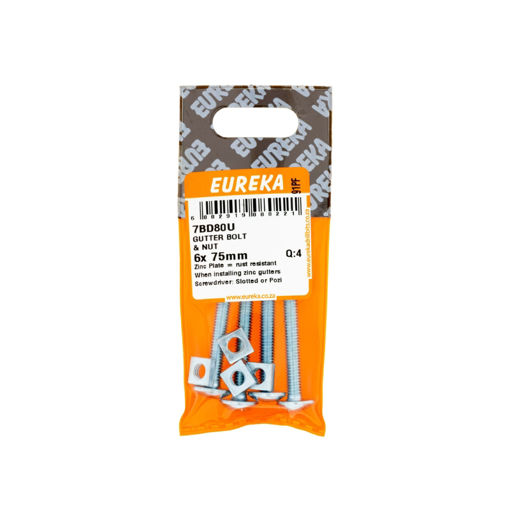 Picture of GUTTER BOLT & NUT 6X75MM Q:4 EUREKA