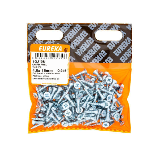 Picture of CHIPBOARD SCREW FULL THREAD ZINC PLATED 4.0X16MM Q:215 EUREKA