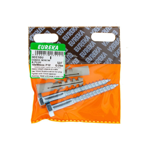 Picture of COACH SCREW & PLUG 10X90MM (PLUG 12MM) Q:2 EUREKA