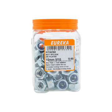 Picture of NUT NYLOCK ZINC PLATED 10MM M10 Q:80 EUREKA
