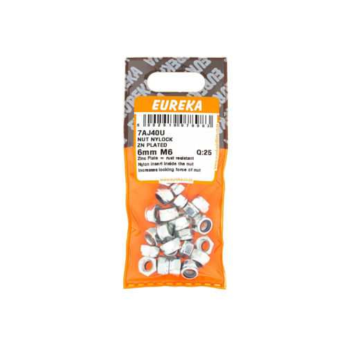 Picture of NUT NYLOCK ZINC PLATED 6MM M6 Q:25 EUREKA