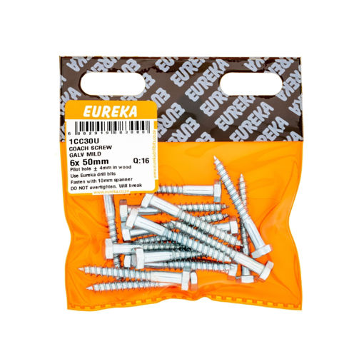 Picture of COACH SCREW GALVANISED MILD 6X50MM Q:16 EUREKA