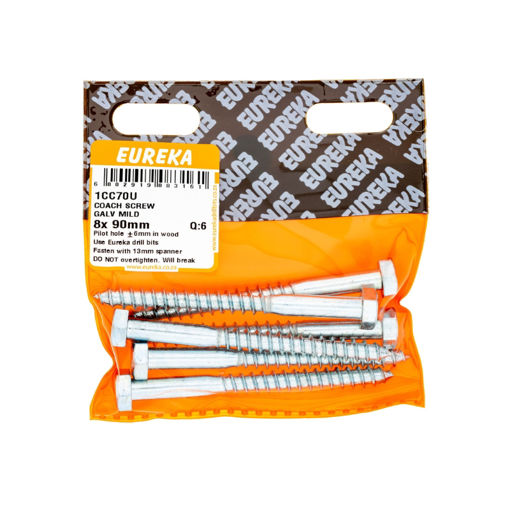 Picture of COACH SCREW GALVANISED MILD 8X90MM Q:6 EUREKA