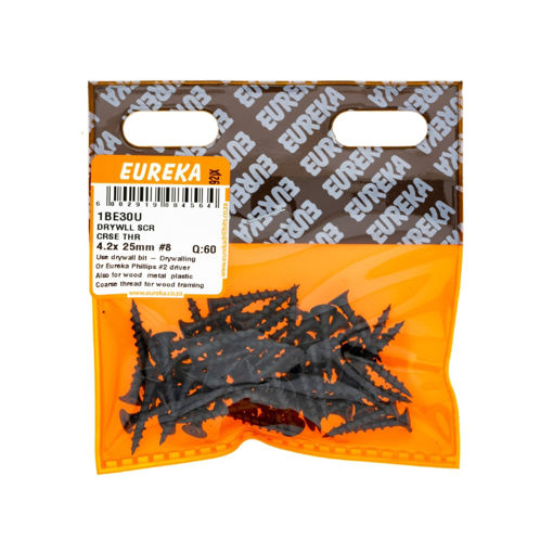 Picture of DRYWALL SCREW COARSE THREAD 4.2X25MM NO 8 Q:60 EUREKA