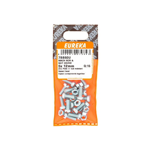 Picture of MACHINE SCREW & NUT CHEESEHEAD 5X12MM Q:15 EUREKA