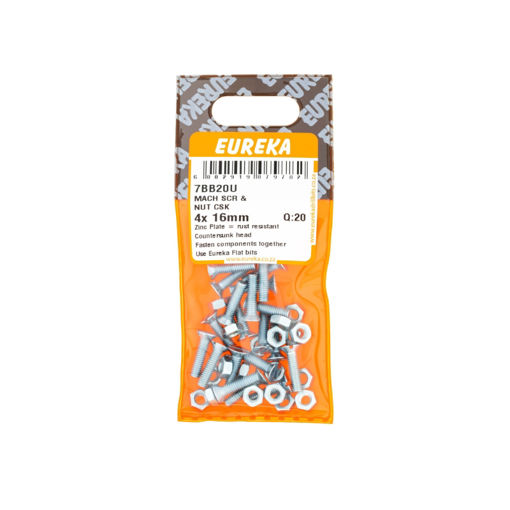 Picture of MACHINE SCREW & NUT COUNTERSUNK 4X16MM Q:20 EUREKA