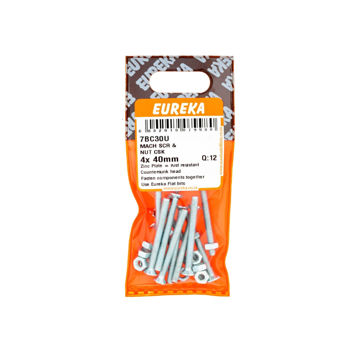 Picture of MACHINE SCREW & NUT COUNTERSUNK 4X40MM Q:12 EUREKA