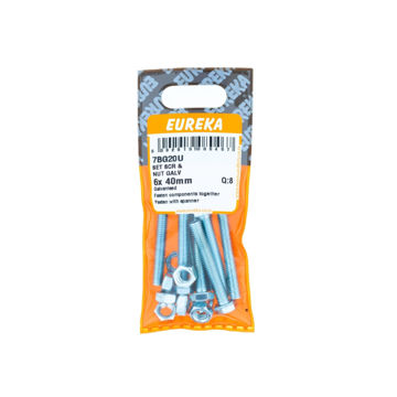 Picture of SET SCREW & NUT GALVANISED 6X40MM Q:8 EUREKA