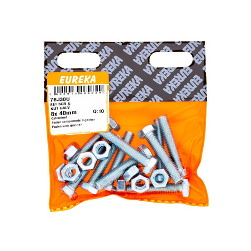 Picture of SET SCREW & NUT GALVANISED 8X40MM Q:10 EUREKA