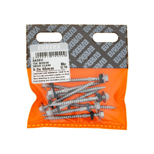 Picture of ROOF SCREW TIMBER CLASS 4 ZINC PLATED 5.5X 65MM Q:10 EUREKA