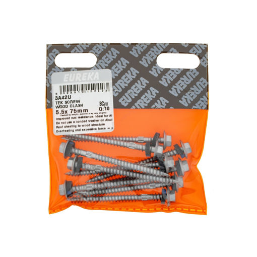 Picture of ROOF SCREW TIMBER CLASS 4 ZINC PLATED 5.5X 75MM Q:10 EUREKA