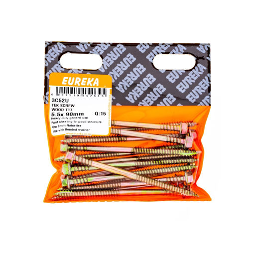 Picture of ROOF SCREW TIMBER TEK 17 CLASS 3 YELLOW PASSIVATED 5.5X90MM Q:15 EUREKA