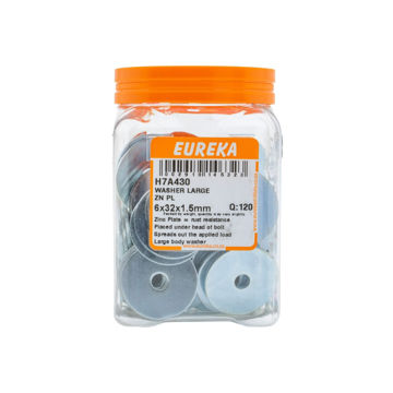 Picture of WASHER LARGE ZINC PLATED 6X32X1.5MM Q:120 EUREKA