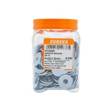 Picture of WASHER MEDIUM ZINC PLATED 6X22X1.5MM Q:250 EUREKA