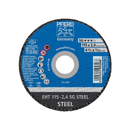 Picture of CUTTING DISC INDUSTRIAL GRADE (SG) STEEL 115X2.4MM Q:25 PFERD