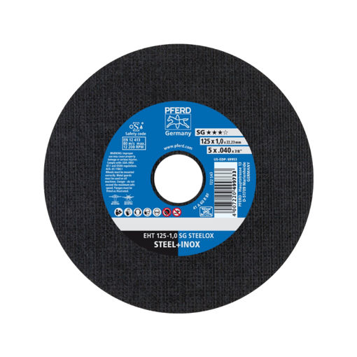 Picture of CUTTING DISC INDUSTRIAL GRADE (SG) STEELOX 125X1.0MM Q:25 PFERD