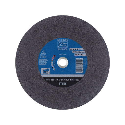 Picture of CUTTING DISC (CHOP) INDUSTRIAL GRADE (SG) HEAVY DUTY STEEL 25.4MM INTERNAL DIAMETER 350X3.6MM PFERD