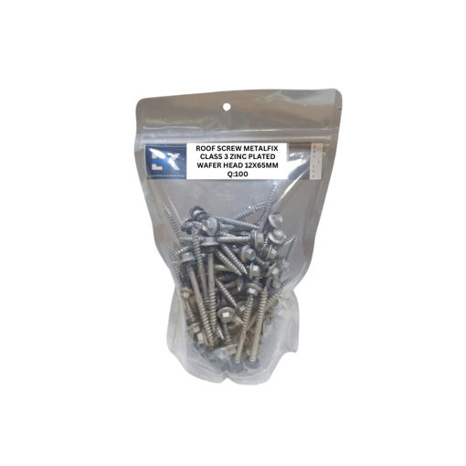 Picture of ROOF SCREW METALFIX CLASS 3 ZINC PLATED WAFER HEAD 12X65MM Q:100