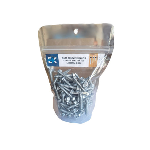 Picture of ROOF SCREW TIMBERFIX CLASS 4 ZINC PLATED 12X38MM Q:100