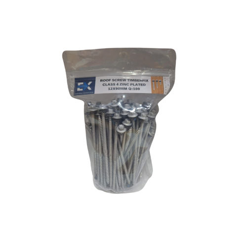 Picture of ROOF SCREW TIMBERFIX CLASS 4 ZINC PLATED 12X90MM Q:100