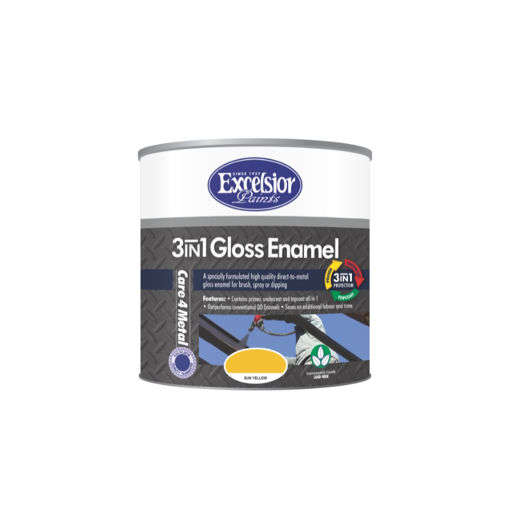 Picture of PAINT 3 IN 1 METAL COAT (MC) GLOSS SUN YELLOW Q:1L EXCELSIOR