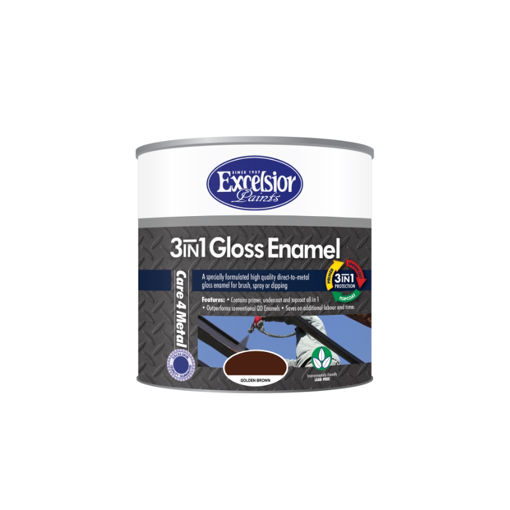 Picture of PAINT 3 IN 1 METAL COAT (MC) GLOSS GOLDEN BROWN Q:1L EXCELSIOR