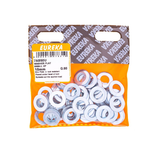 Picture of WASHER FLAT SMALL ZINC PLATED 10MM Q:80 EUREKA