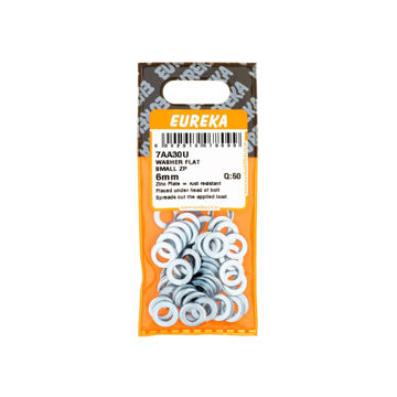 Picture of WASHER FLAT SMALL ZINC PLATED 6MM Q:50 EUREKA