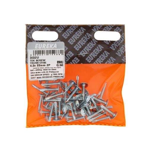 Picture of ROOF SCREW WAFER HEAD STEEL CLASS 3 ZINC PLATED 4.2X22MM Q:50 EUREKA