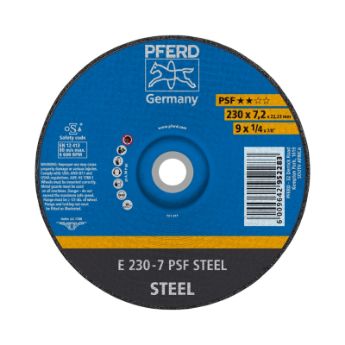 Picture of GRINDING DISC DIY GRADE (PSF) DEPRESSED CENTRE (E) STEEL 230X7.0MM Q:10 PFERD