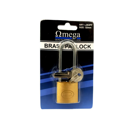 Picture of PADLOCK BRASS LONG SHACKLE 32MM OMEGA