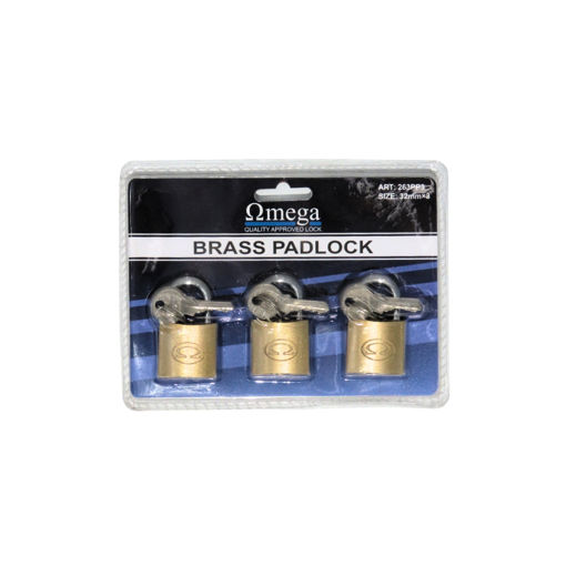 Picture of PADLOCK BRASS KEYS DIFFERENT 32MM Q:3 OMEGA