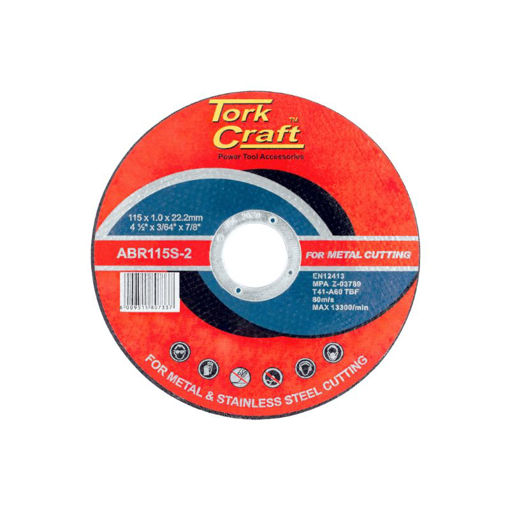 Picture of CUTTING DISC DIY GRADE STEEL AND STAINLESS STEEL 115X1.0MM TORK CRAFT