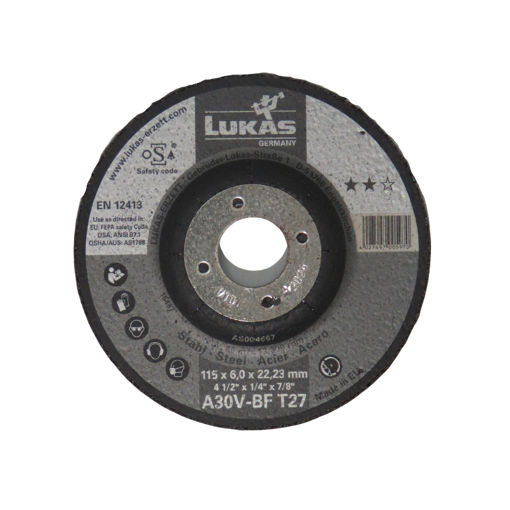 Picture of GRINDING DISC A30V STEEL INDUSTRY GRADE 115X6MM LUKAS