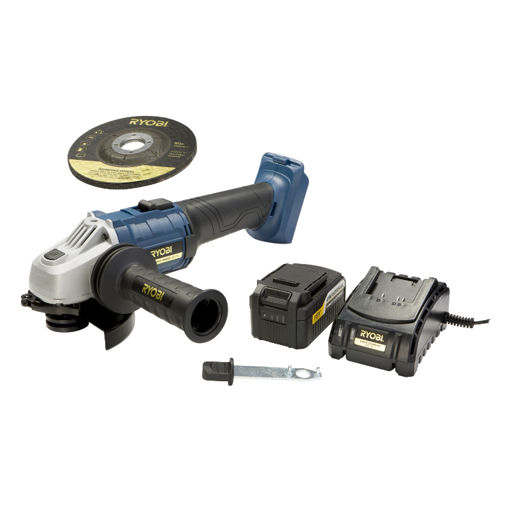 Picture of ANGLE GRINDER 18V PS CORDLESS BRUSHLESS 115MM WITH BATTERY & CHARGER RYOBI